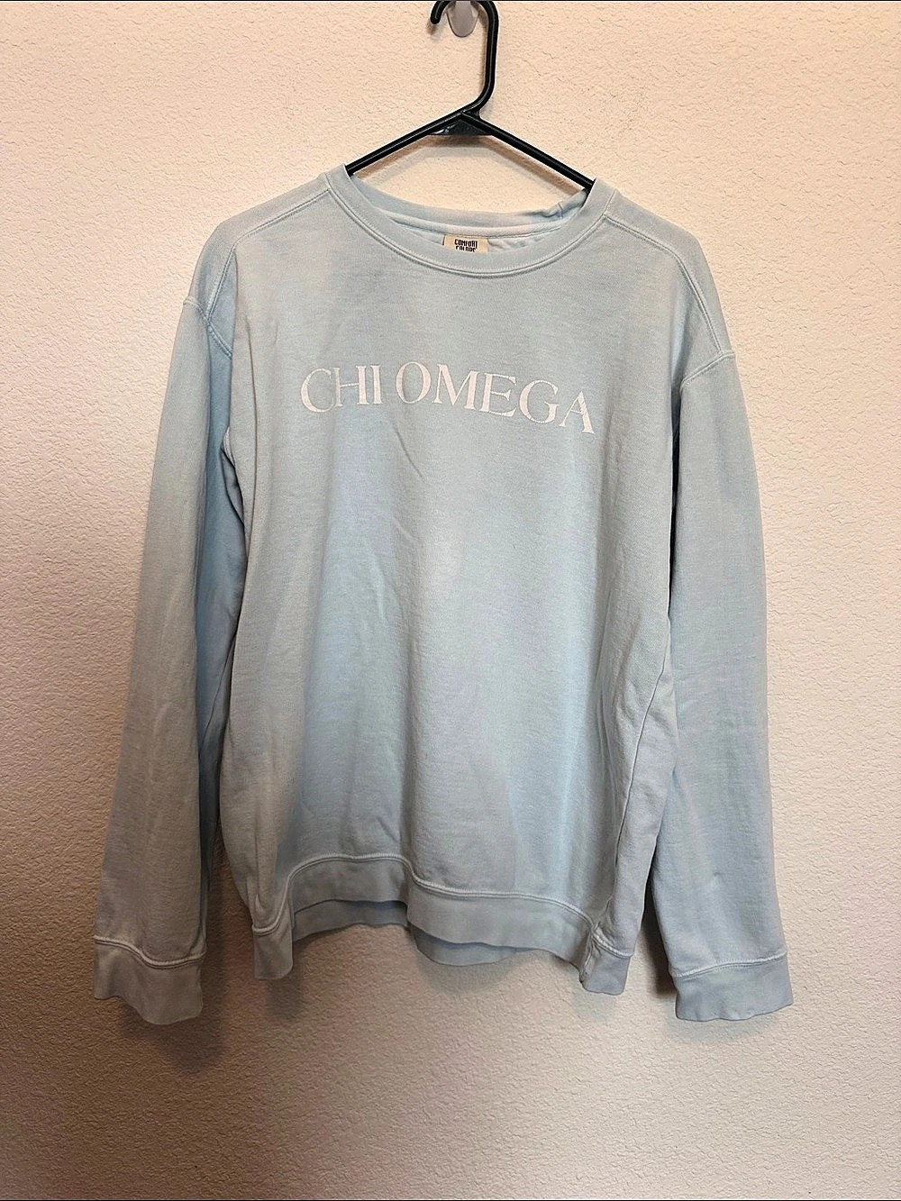 Comfort Colors Chi Omega Sweatshirt in Blue Size Medium